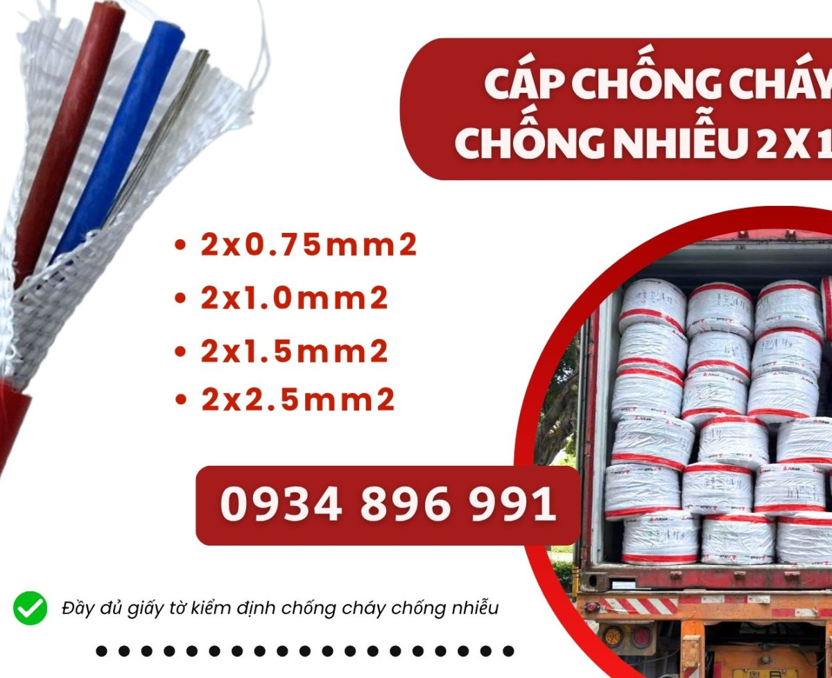 Cáp Chống Cháy Chống Nhiễu 2x2.5 Mm2 Giao Ngay Hà Nội, Bắc Ninh, Hưng Yên.