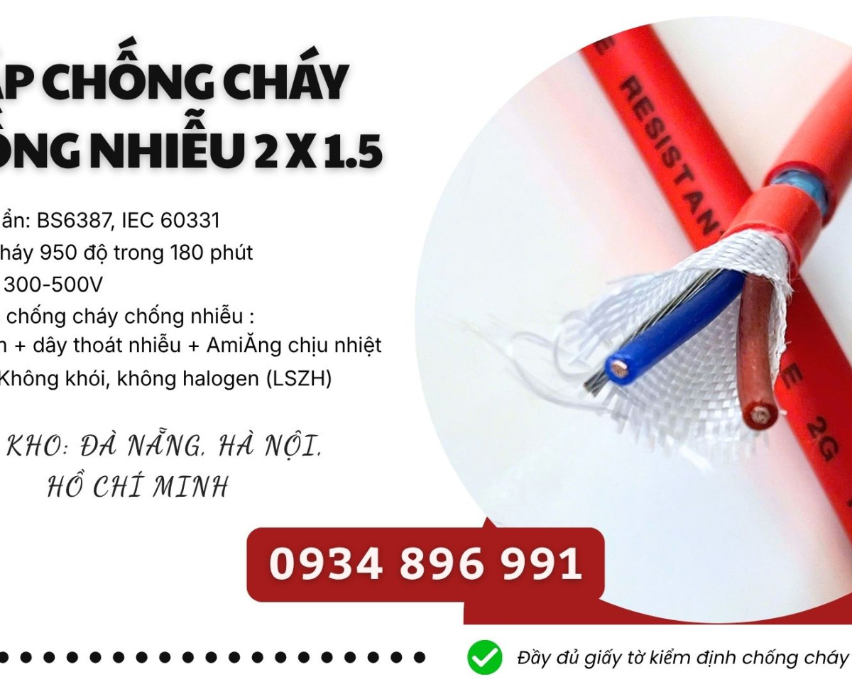 Cáp Chống Cháy Chống Nhiễu 2x2.5 Mm2 Giao Ngay Hà Nội, Bắc Ninh, Hưng Yên.