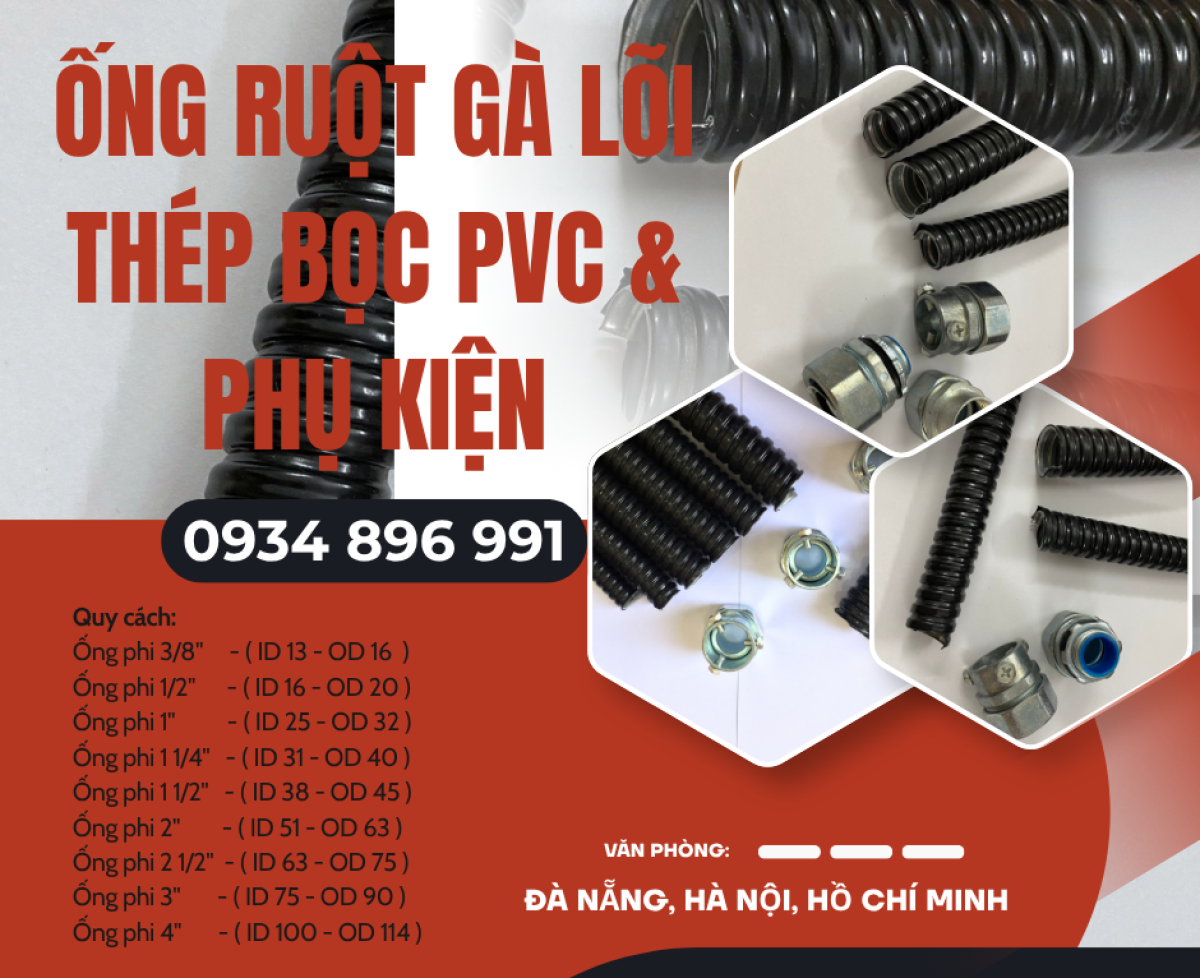 Ống Ruột Gà Lõi Thép Phi 20 & Phụ Kiện Đầy Đủ – Giao Nhanh Quảng Bình, Quảng Ngãi, Quảng Nam