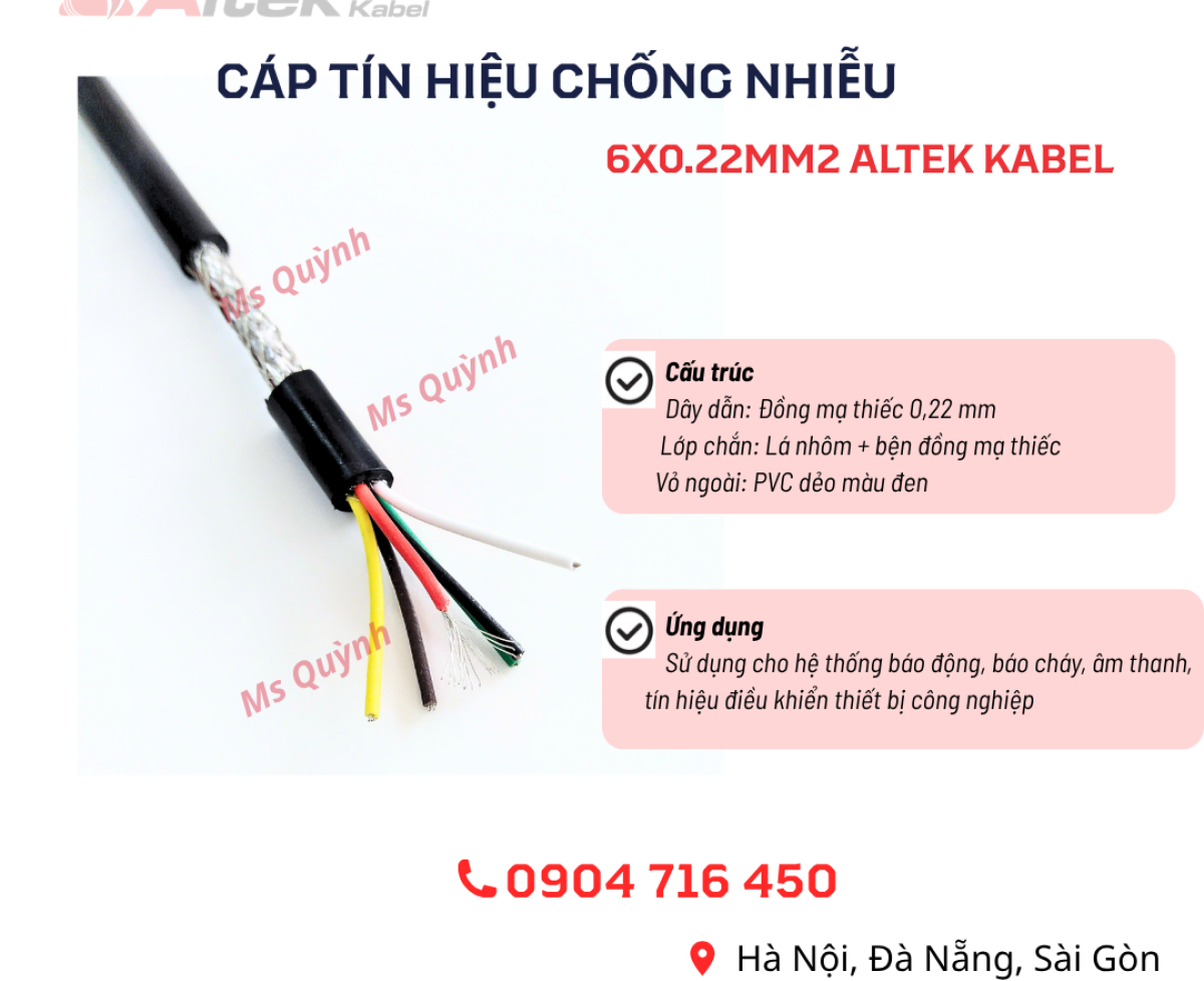Cáp tín hiệu chống nhiễu 6x0.22 mm2 Altek Kabel