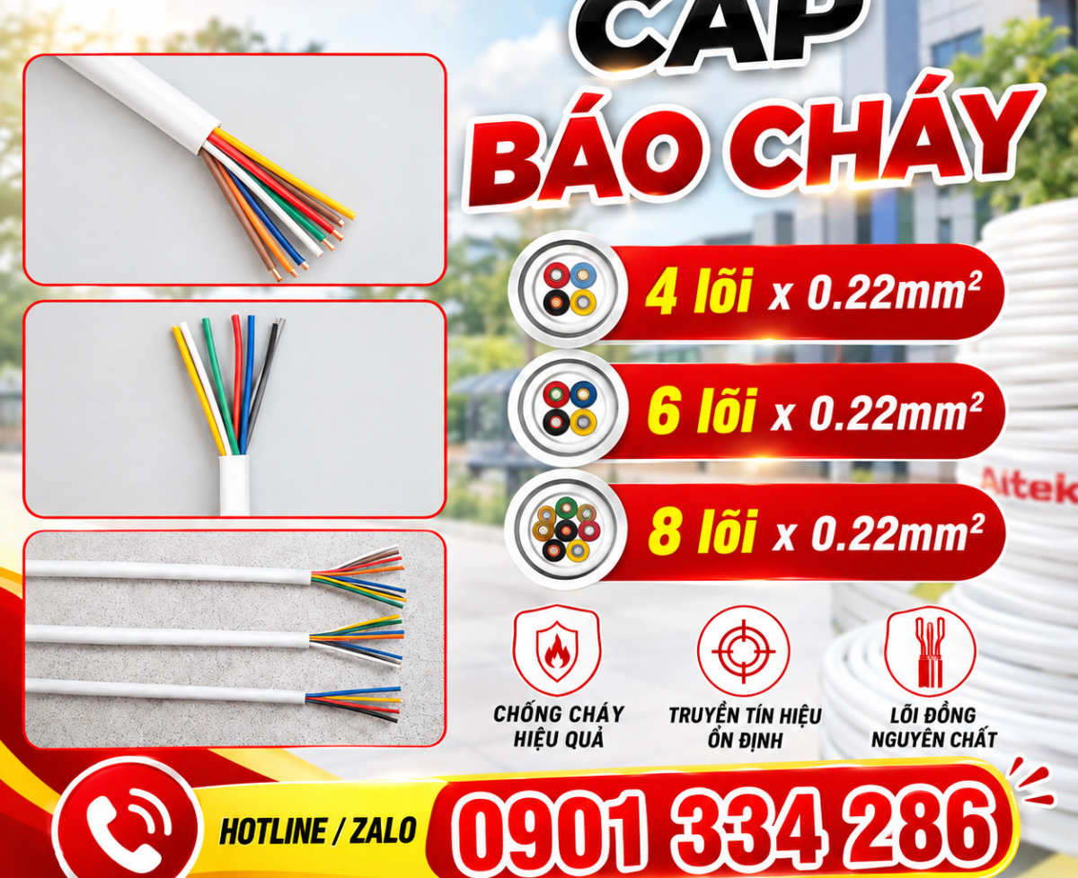 Cáp Báo Cháy Ruột Đồng 0.22mm² – 4, 6, 8 Lõi ALTEK KABEL
