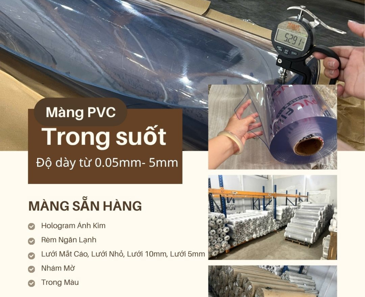 Màng pvc dẻo trong suốt- độ dày đa dạng 0.05mm đến 5mm- hàng sẵn số lượng lớn toàn quốc