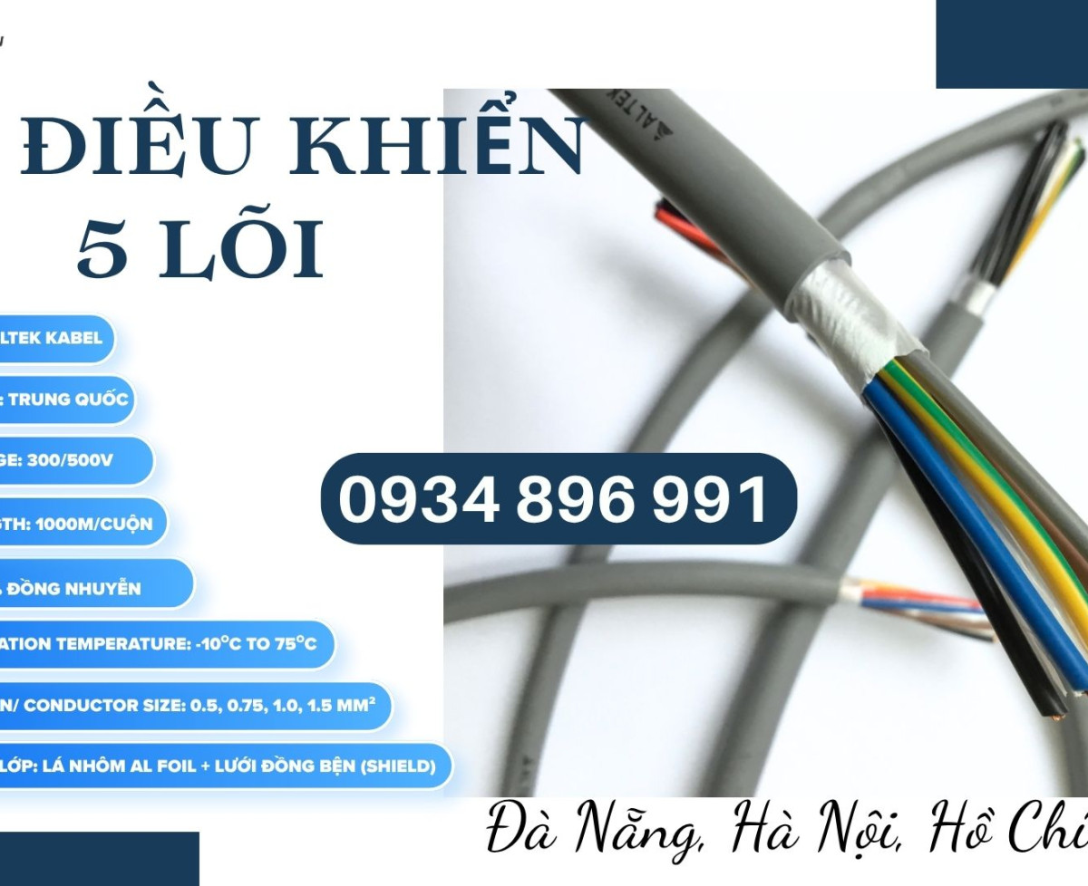 Cáp Tín Hiệu Không Chống Nhiễu 5×1.5mm² Khánh Hòa – Bình Định – Gia Lai