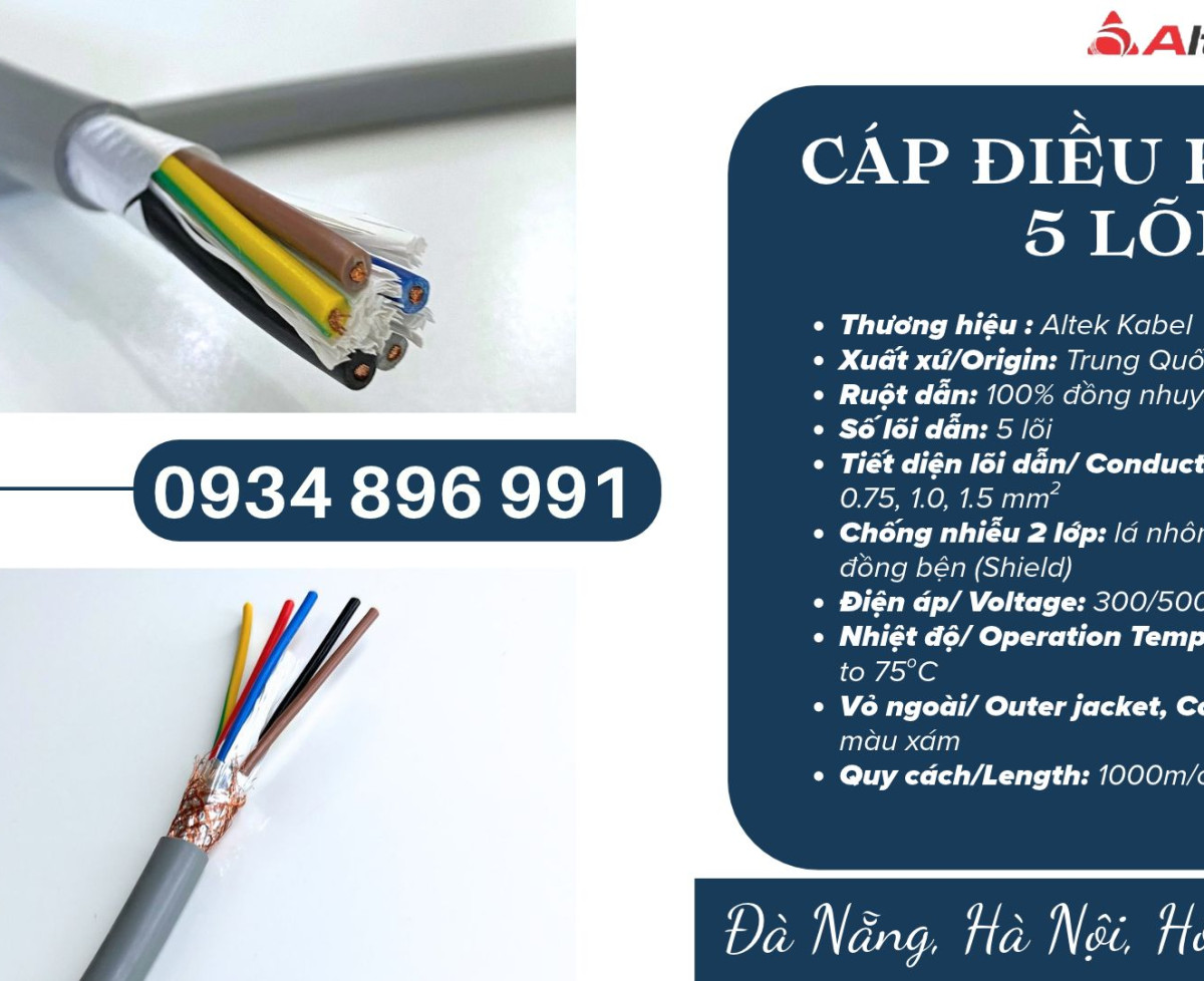 Cáp Tín Hiệu Không Chống Nhiễu 5×1.5mm² Khánh Hòa – Bình Định – Gia Lai